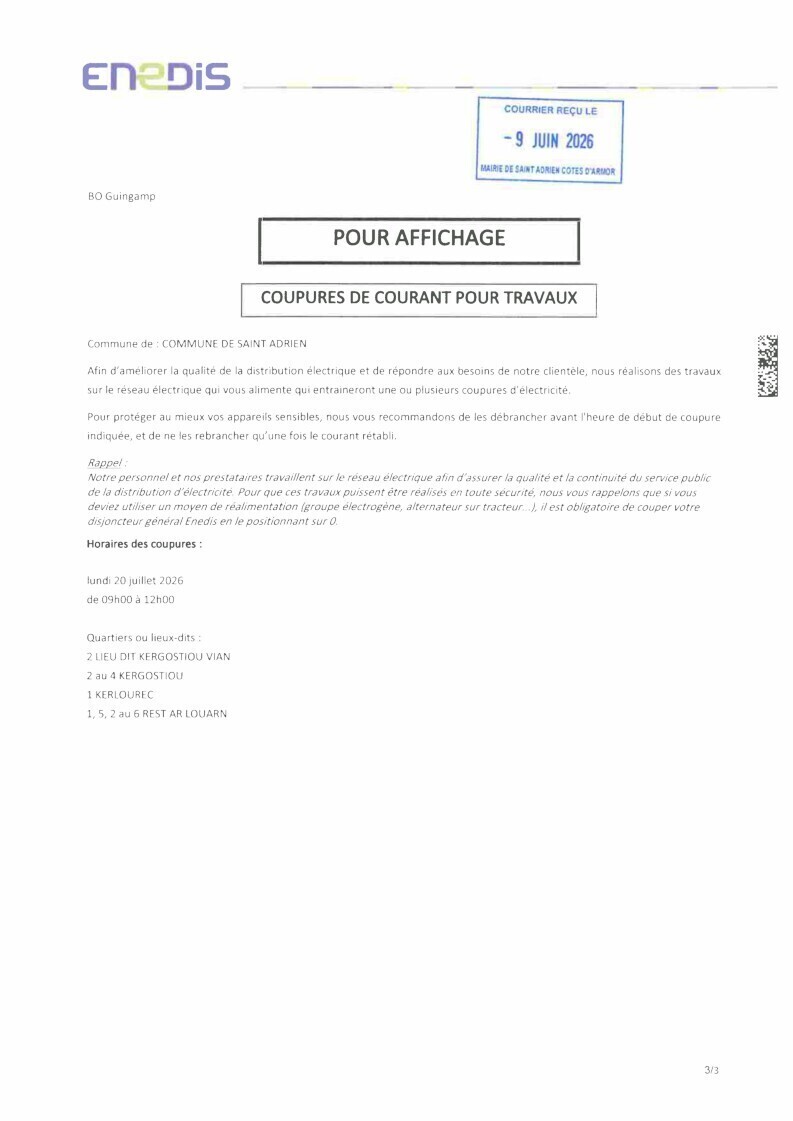 Coupure enedis 20-06-2026
