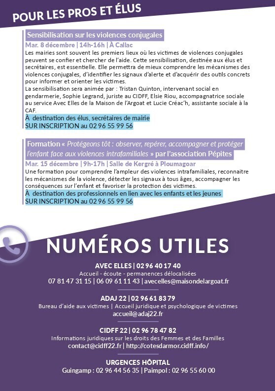 Luttons ensemble contre les violences faites aux femmes !