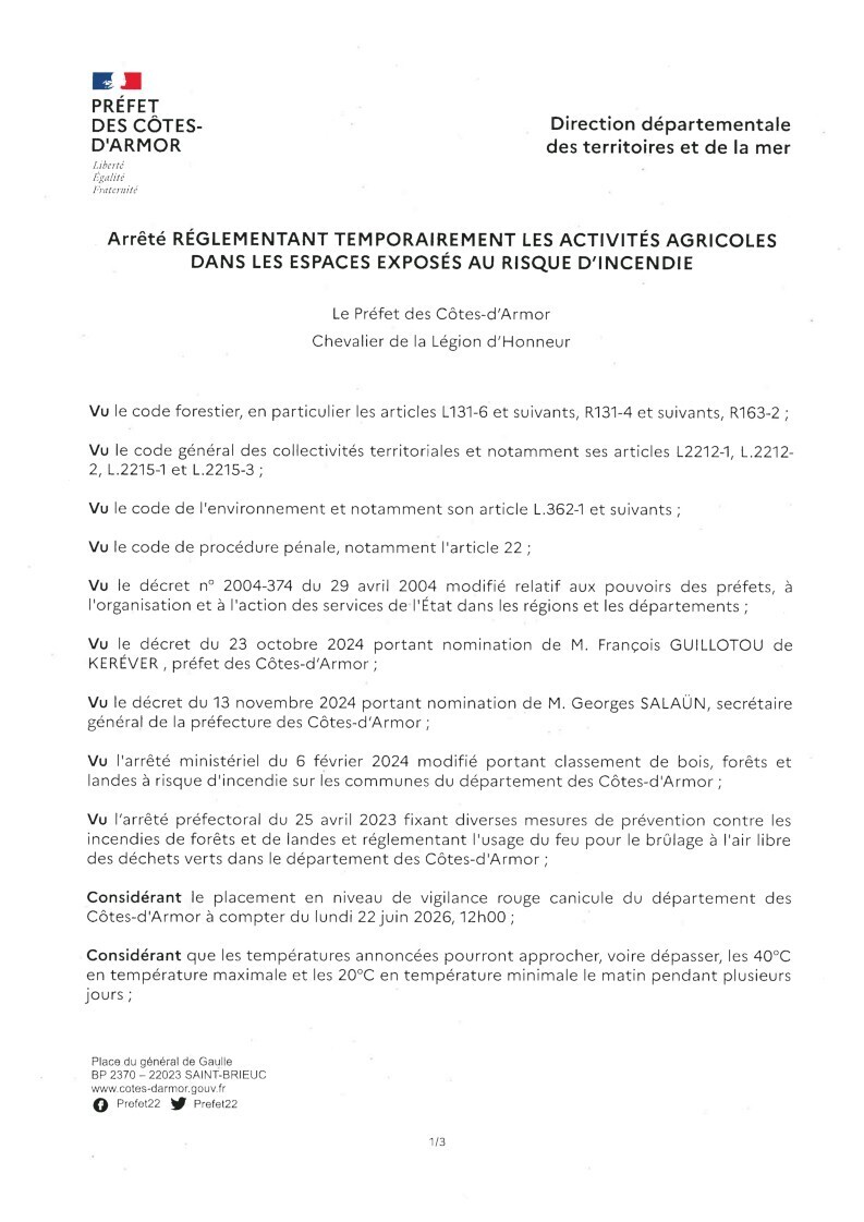 SIGNALE: réglementation des activités agricoles